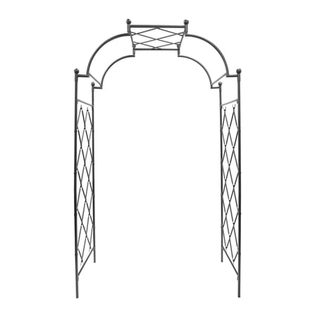 Achla Designs 106"H Graphite Powdercoat Finish Wrought Iron Lattice Tunnel Arbor