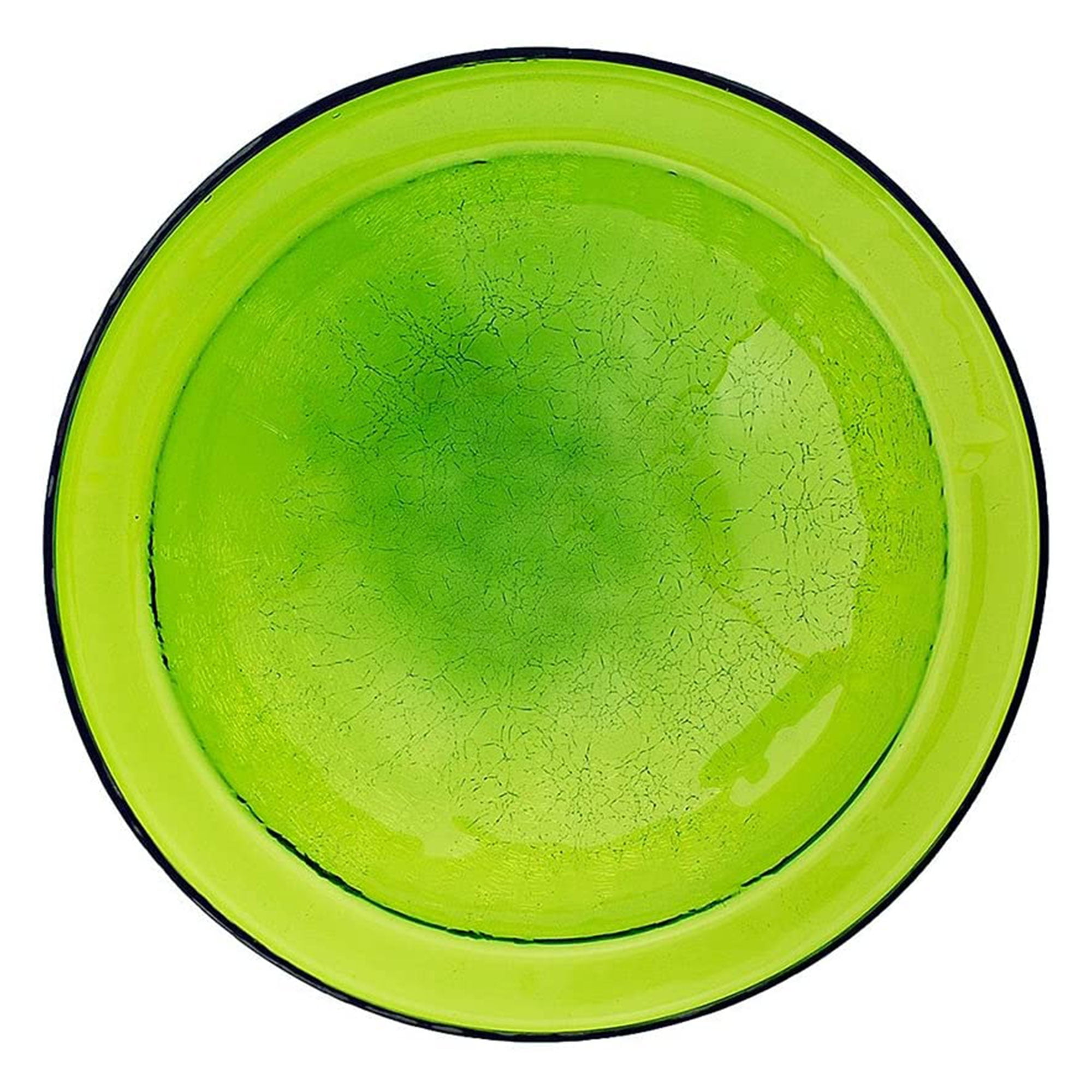 Fern Green Crackle Glass Hanging Birdbath Bowl