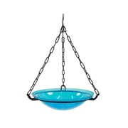 Achla Designs 12 In Crackle Glass Bowl and Birdbath Yard Decoration, Teal