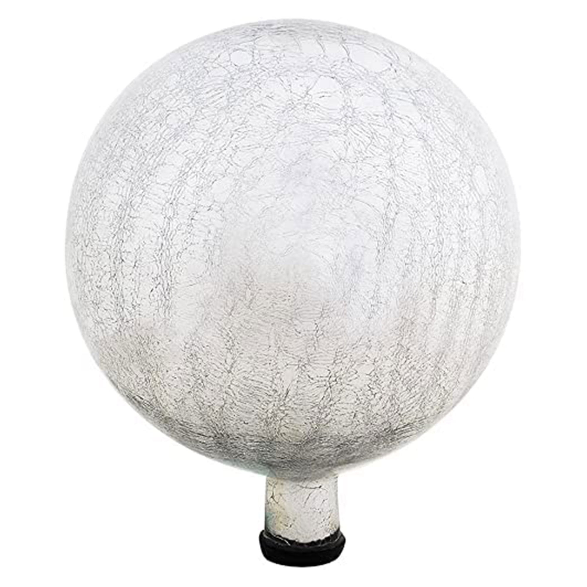 12" Crackle Glass Silver Gazing Globe Garden Ornament