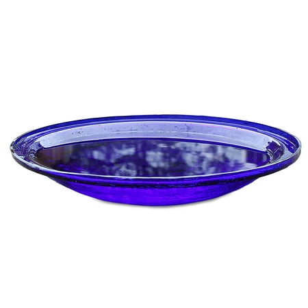 Achla Designs 14 In Crackle Glass Bowl and Birdbath Decoration, Cobalt Blue