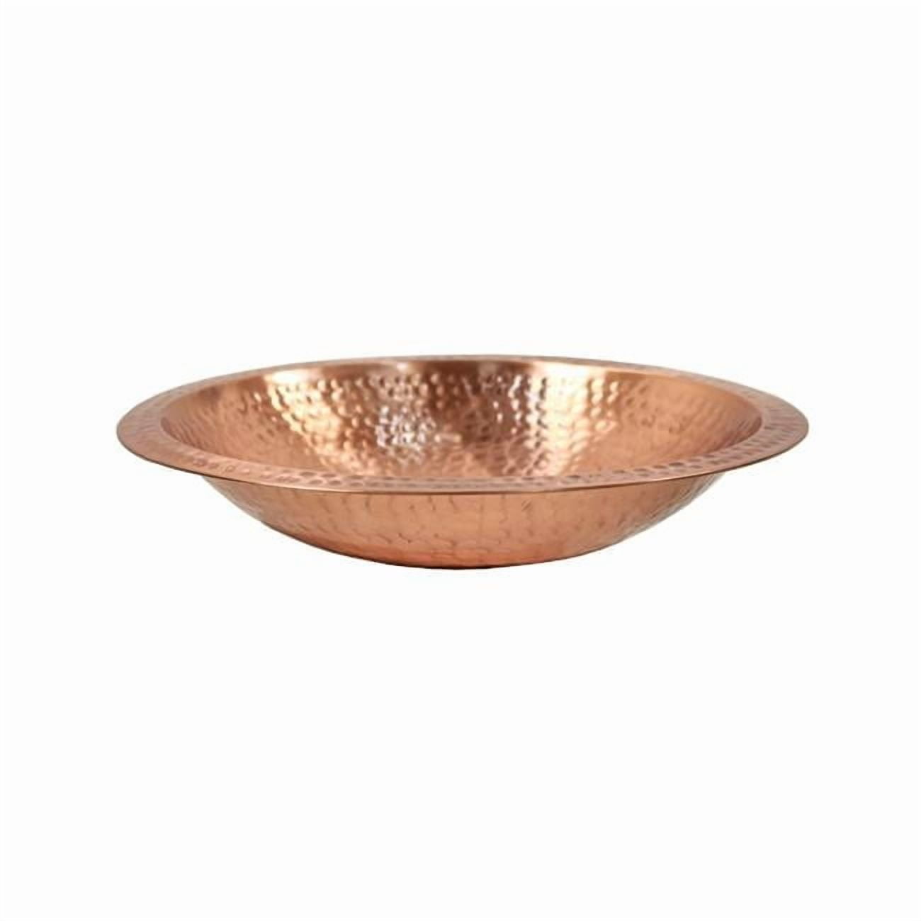 Achla Designs 14" W Round Satin Hammered Solid Copper Birdbath Bowl w/Rim