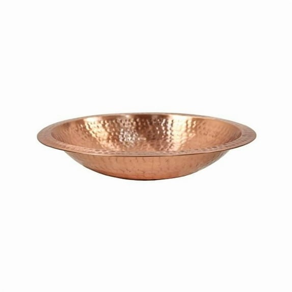 Achla Designs 14" W Round Satin Hammered Solid Copper Birdbath Bowl w/Rim