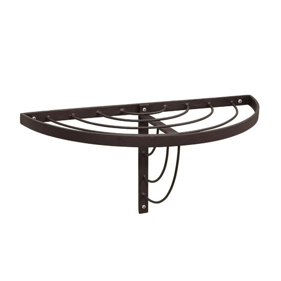 Achla Designs 18" W Half-Round Roman Bronze Wrought Iron Wall Plant Shelf, Powder Coated Finish