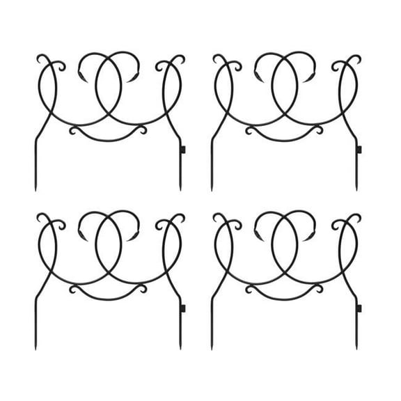 Achla Designs 24" W Black Wrought Iron Scroll Border Fence Section (Set of 4), Powder Coated Finish