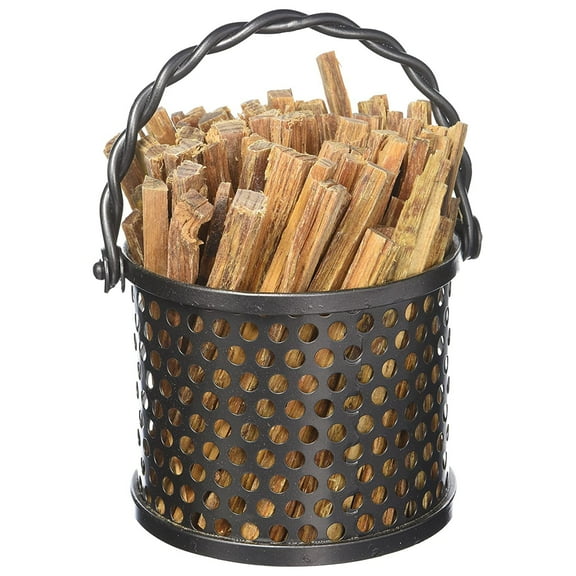 Achla Designs 5.5 Inch Iron Twisted Rope Fatwood Holder Basket, Graphite