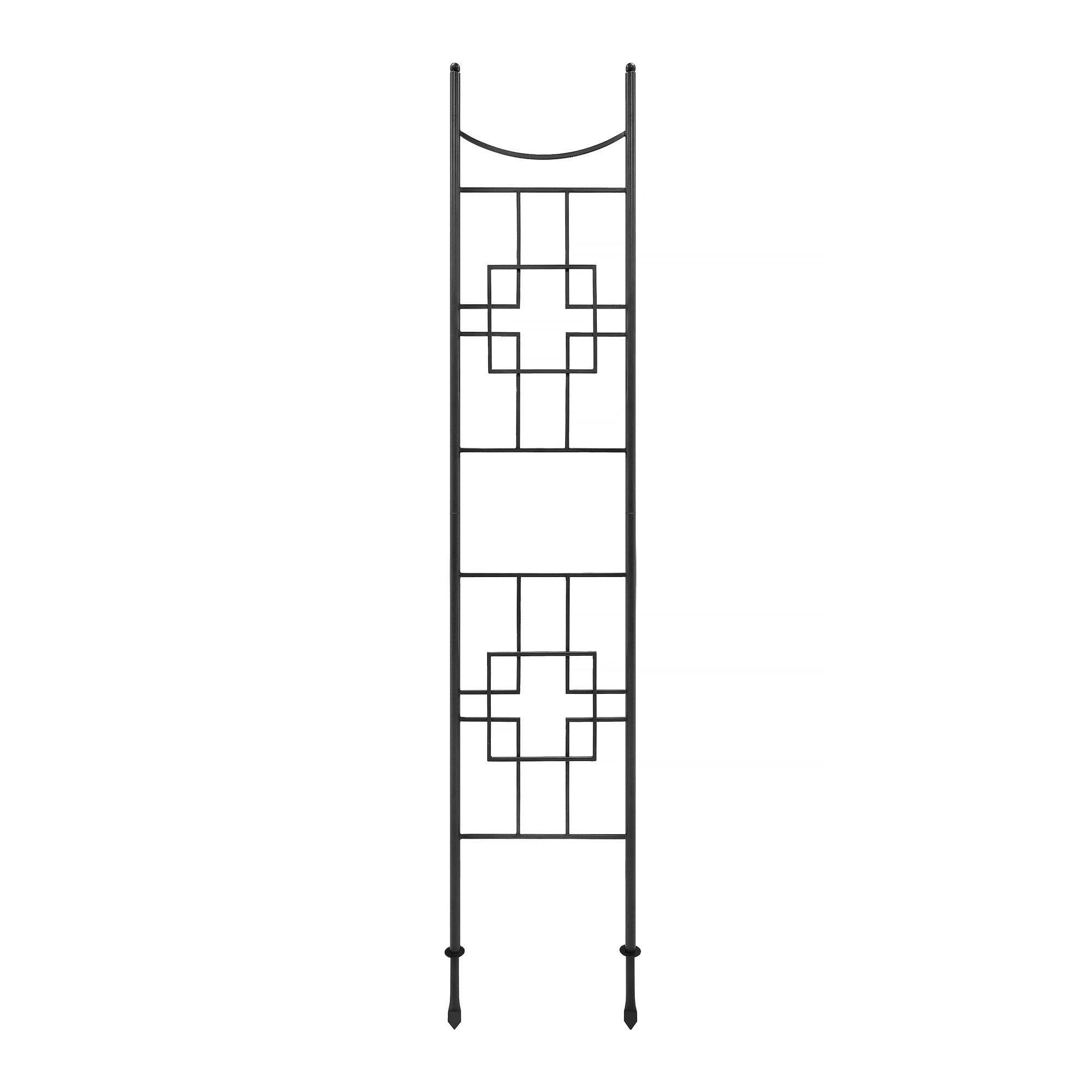 96.5" Black Wrought Iron Slim Trellis with Geometric Design