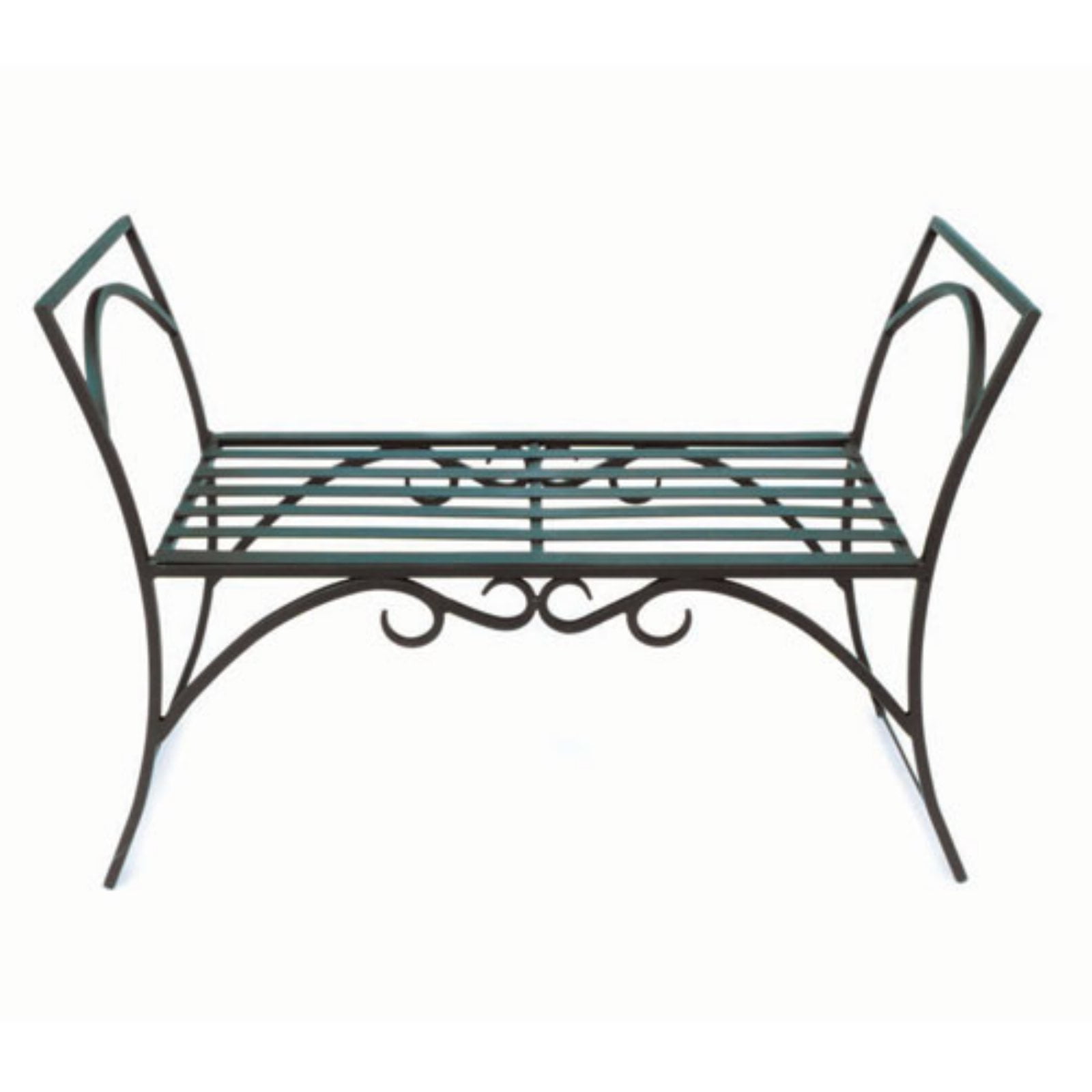 Black Wrought Iron Arbor Bench with Curved Design