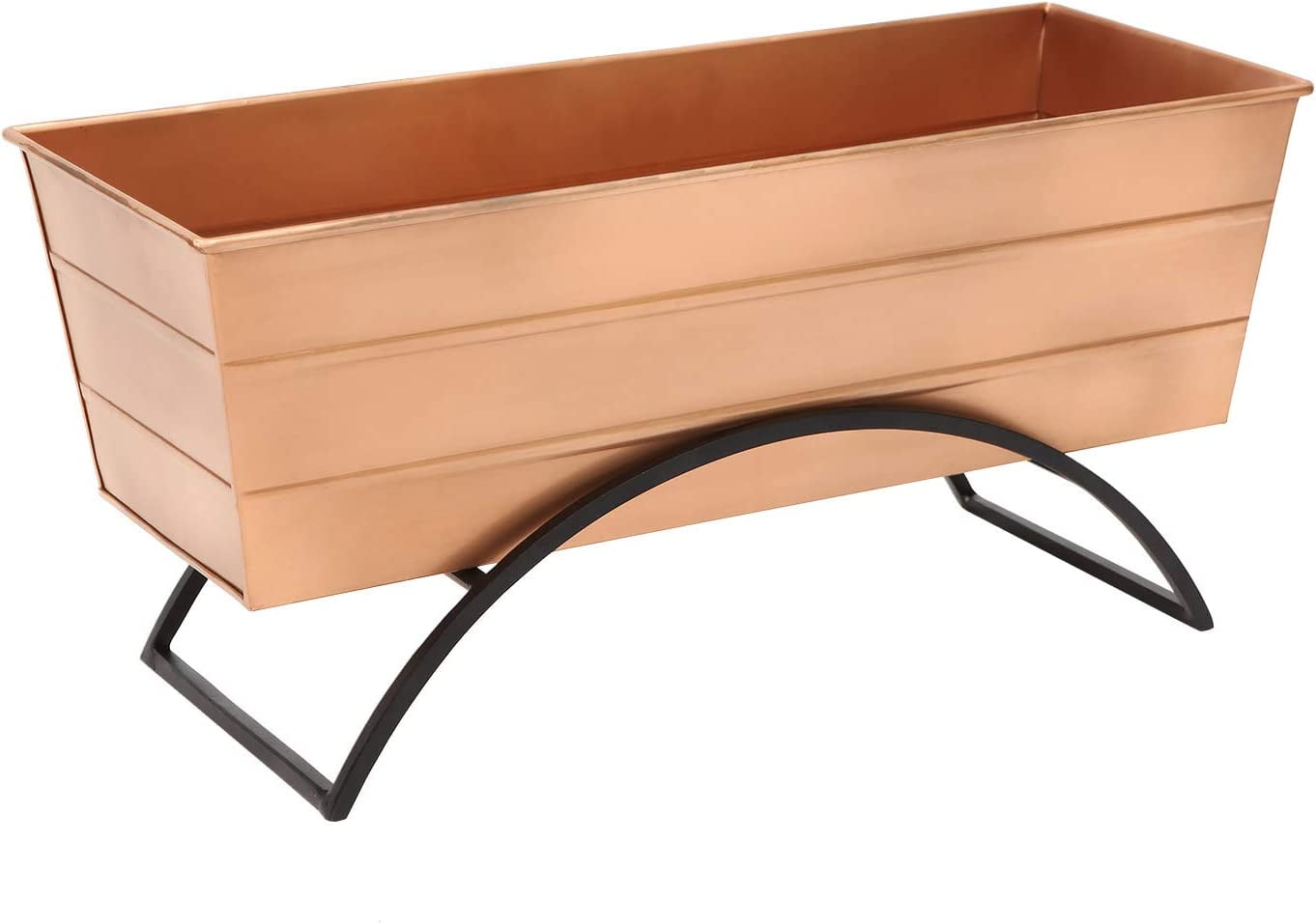 Medium Copper and Black Steel Outdoor Planter Box with Stand