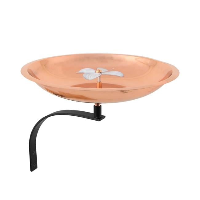 Copper and White Patina Wall-Mounted Dogwood Birdbath