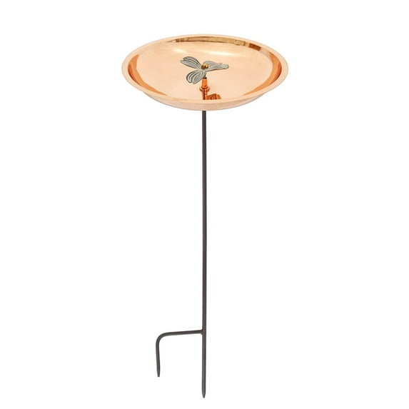 Achla Designs  Dogwood Garden Copper Birdbath w/Stake, 39.5 Inch Tall, Copper Plated and Colored Patina Finish