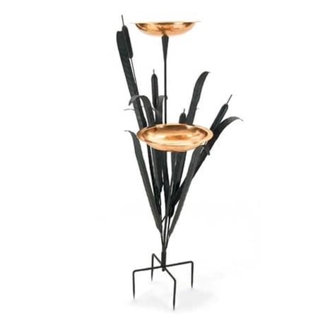 Achla Double Cattail Bird Bath, Copper