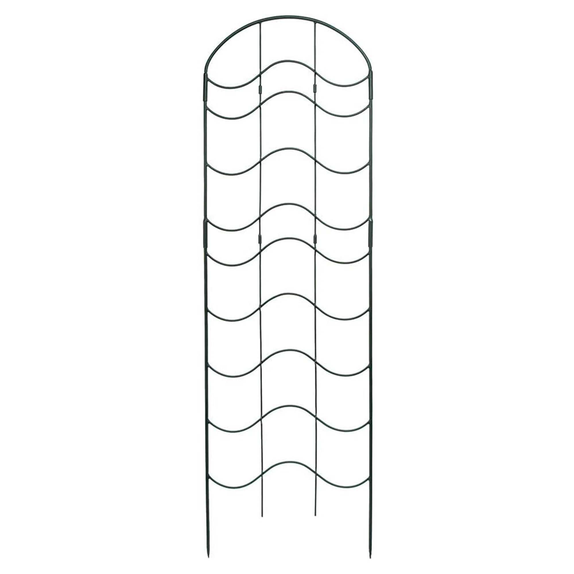 77-Inch Black Wrought Iron Wave Garden Trellis