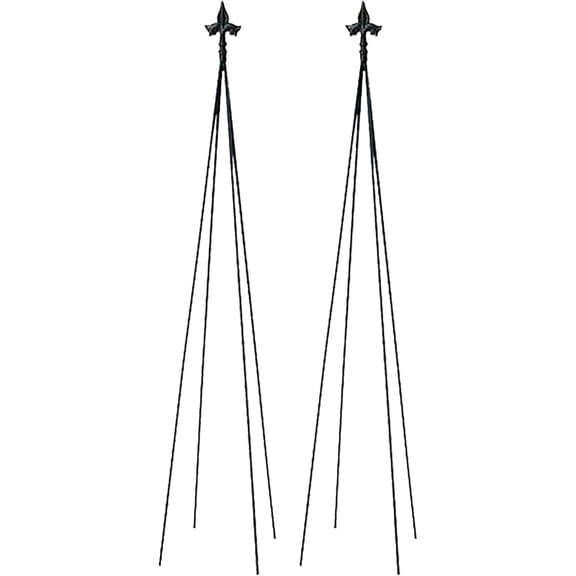 Achla Designs FT-21 Fleur-de-lis, 78-Inch Wrought Iron Garden Stake Trellis, Black (Pack of 2)