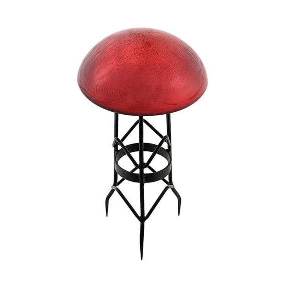 Achla Designs Glass Toadstool Gazing Globe Ball, 9 Inch Diameter, Red