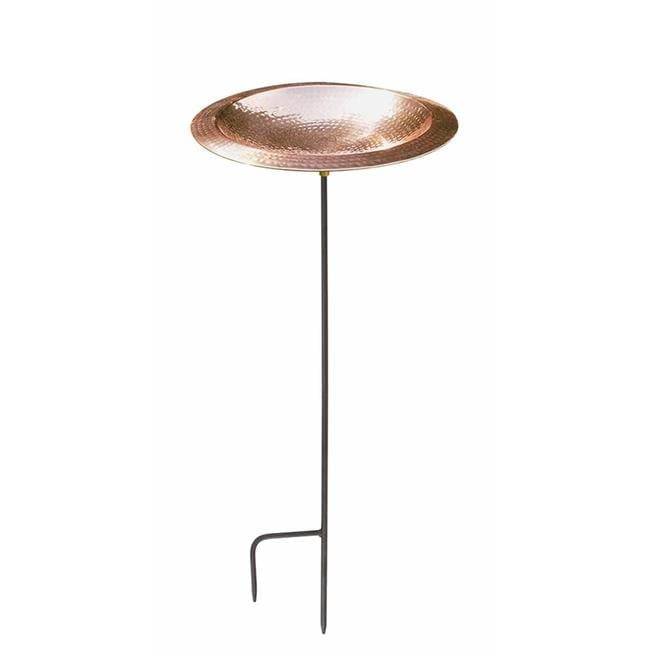 16" Hammered Copper Birdbath Bowl with Metal Stake