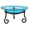 thumbnail image 1 of Achla Designs Hand Blown Crackle Glass Garden Birdbath with Stand, Teal, 1 of 6