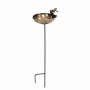 Achla Designs Heart Shaped Birdbath Bowl With Stake, 9 Inch Diameter, Antique Copper