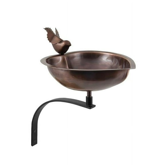 Achla Designs  Heart Shaped Birdbath Bowl With Wall Mount Bracket, 9 Inch Diameter, Antique Copper