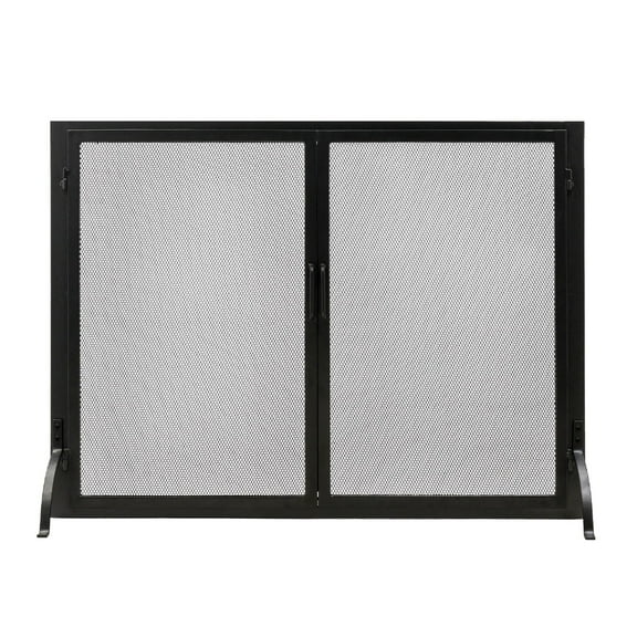 Achla Designs Minuteman International Classic Flat Fireplace Screen w/Doors, 30 Inch Tall, Graphite Finish