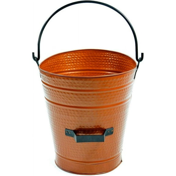 Minuteman Steel 18" Coal Hod/Pellet Bucket Antique Copper, Hod with Dual Handles and Insulated Base - Antique Copper Finish, 17"x18" - Ideal for Pellet Stove Feeding and Ash Removal