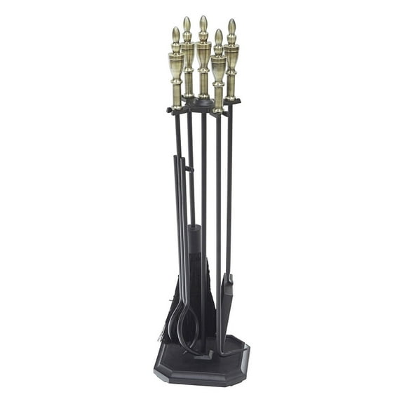 Achla Designs Minuteman International Westford Fireplace Set of 4 Tools, 30.5 Inch Tall, Antique Brass and Black
