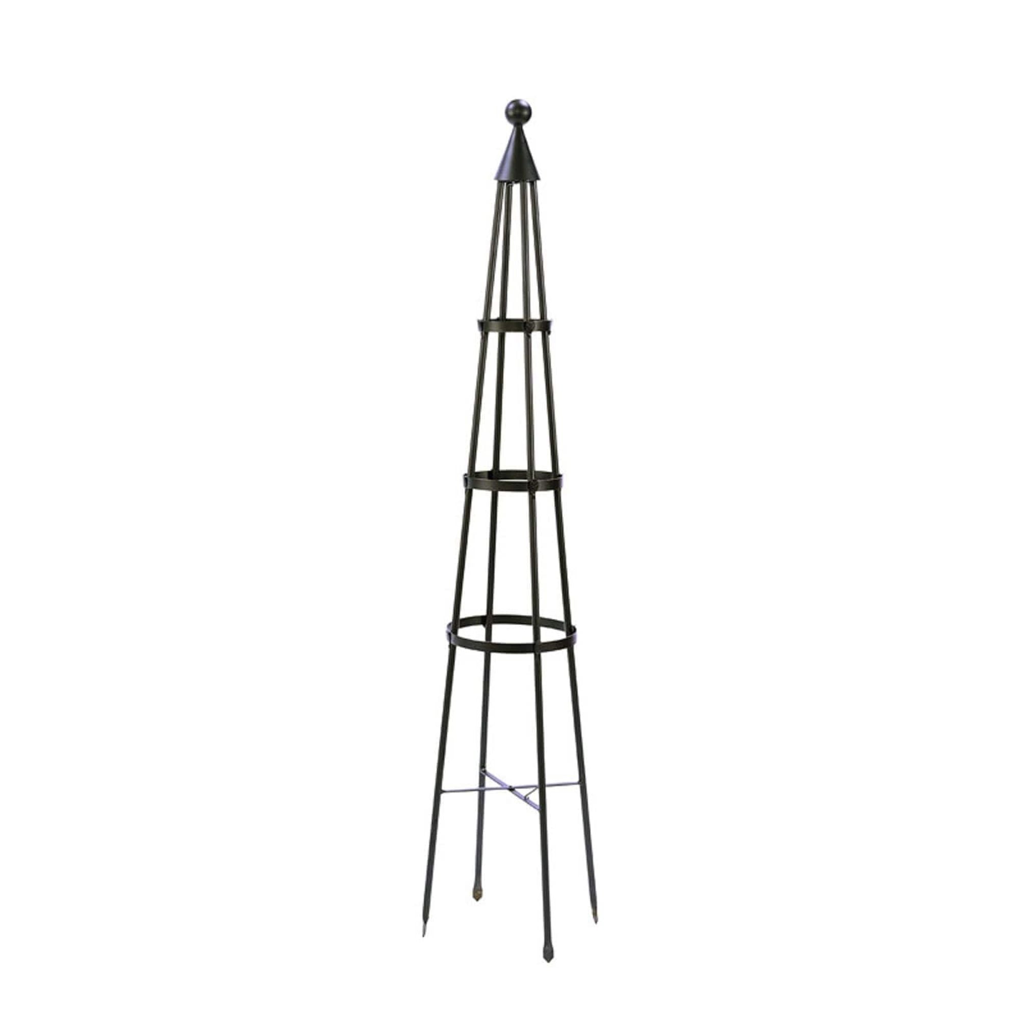 60-Inch Black Wrought Iron Garden Obelisk Trellis
