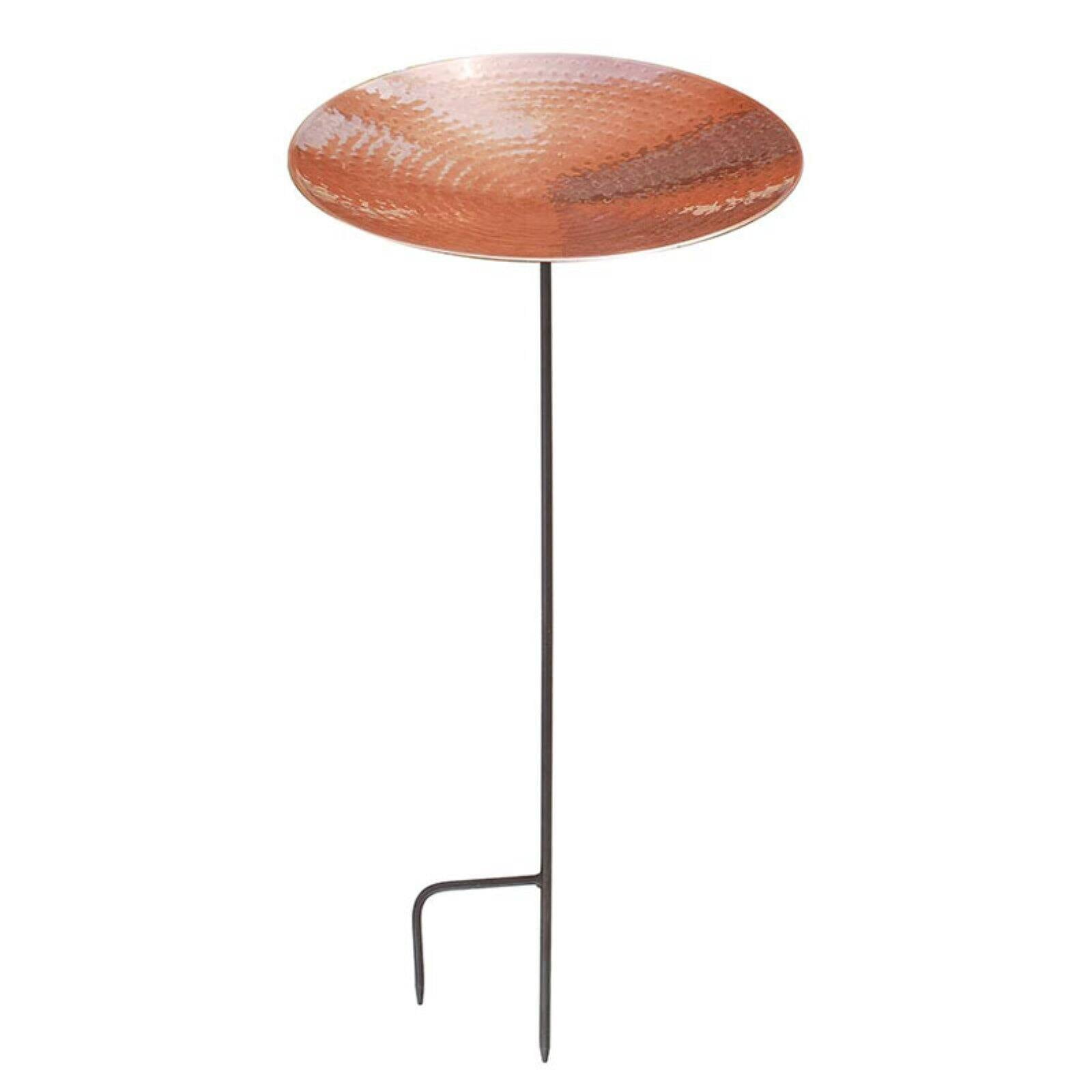 16" Polished Copper and Stainless Steel Birdbath with Stake