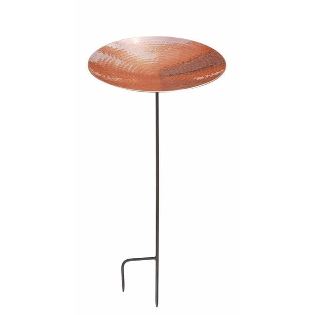 16" Polished Copper and Stainless Steel Birdbath with Stake