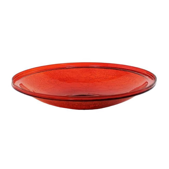 Achla Designs Reflective Crackle Glass Birdbath Bowl, 14 Inch Diameter, Red
