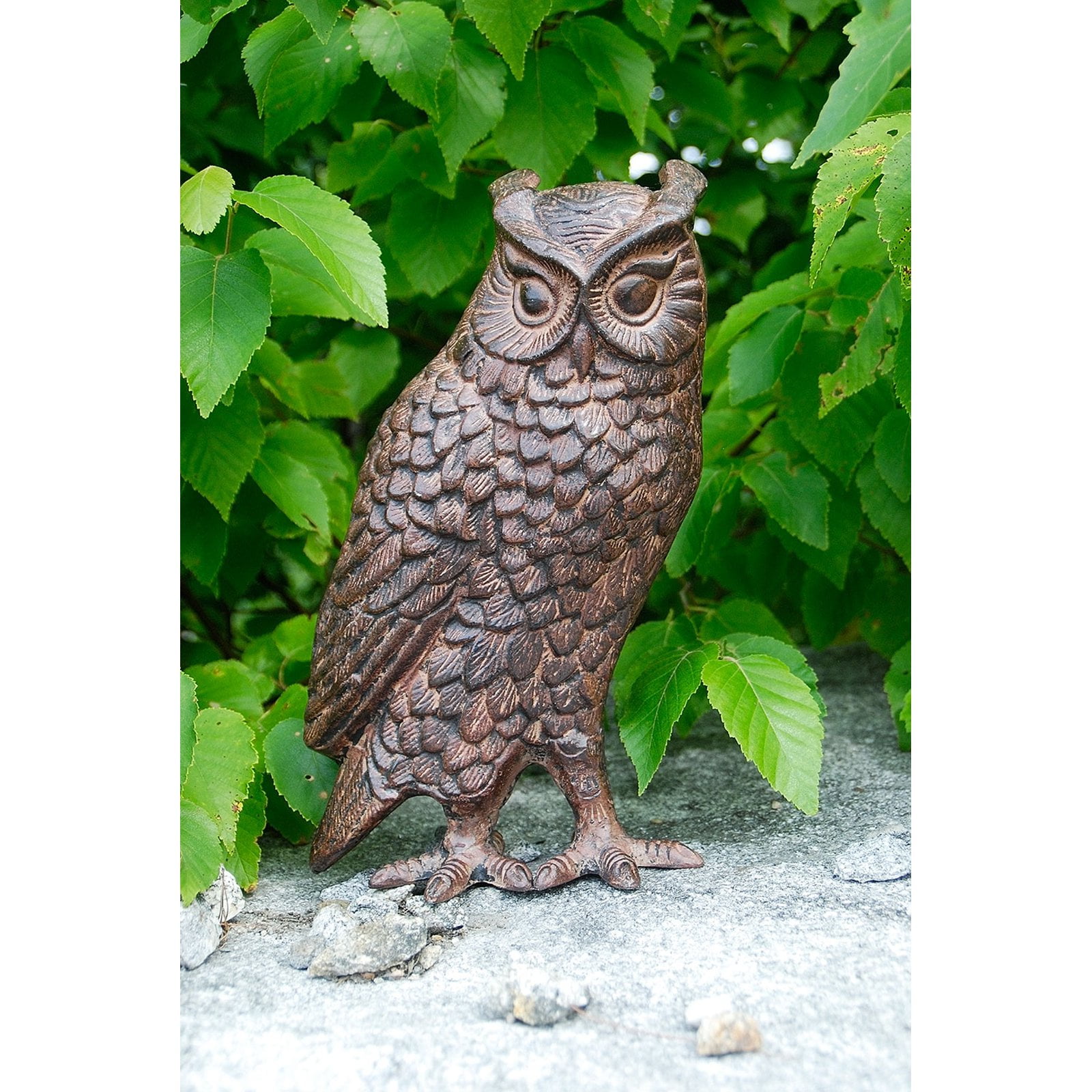 Bronze Great Horned Owl Garden Statue