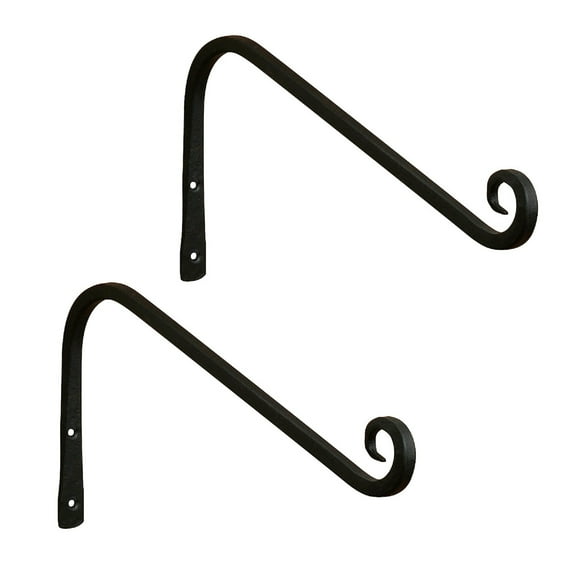 Achla Designs Set of 2 Angled Up Curled Wall Bracket, 13 Inch Long, Black Powder Coat Finish
