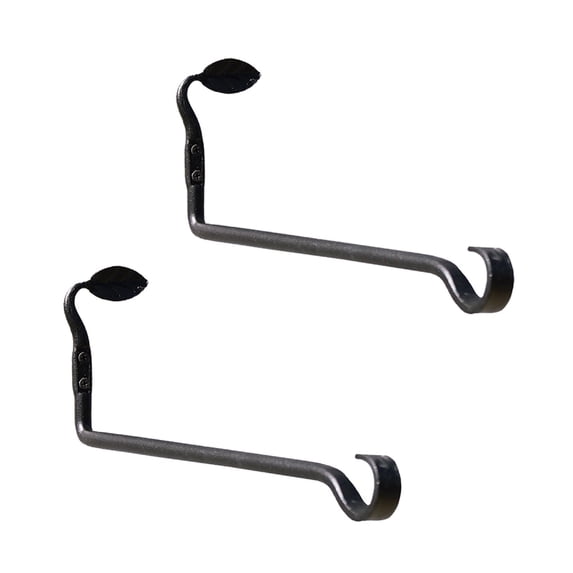 Achla Designs Set of 2 Decorative Straight Leaf Wall Brackets, 5 Inch Tall, Black Powder Coat Finish