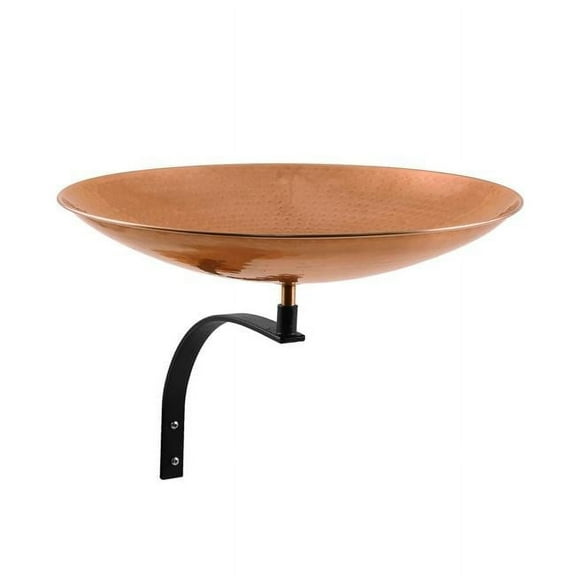 Achla Designs  Stainless Steel Birdbath Bowl With Wall Mount Bracket, 16 Inch Diameter, Polished Copper Plated