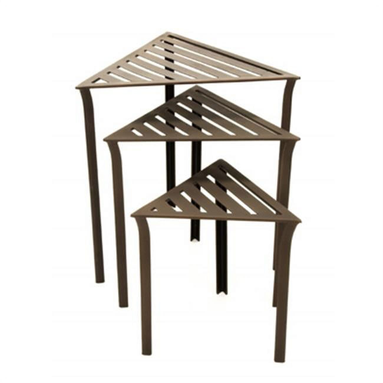 Bronze Triangular Metal Nesting Tables Set of 3
