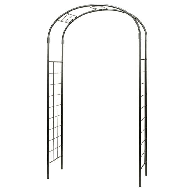 Graphite Wrought Iron Garden Arbor Arch, 100" Tall