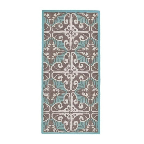 Achla H-71 56 x 26 in. Minuteman Art Deco Rectangular Rug - Turquoise Stone