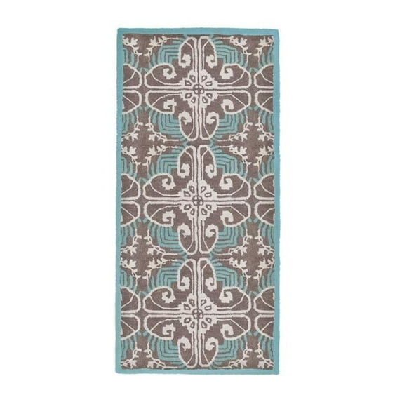 Achla H-71 56 x 26 in. Minuteman Art Deco Rectangular Rug - Turquoise Stone