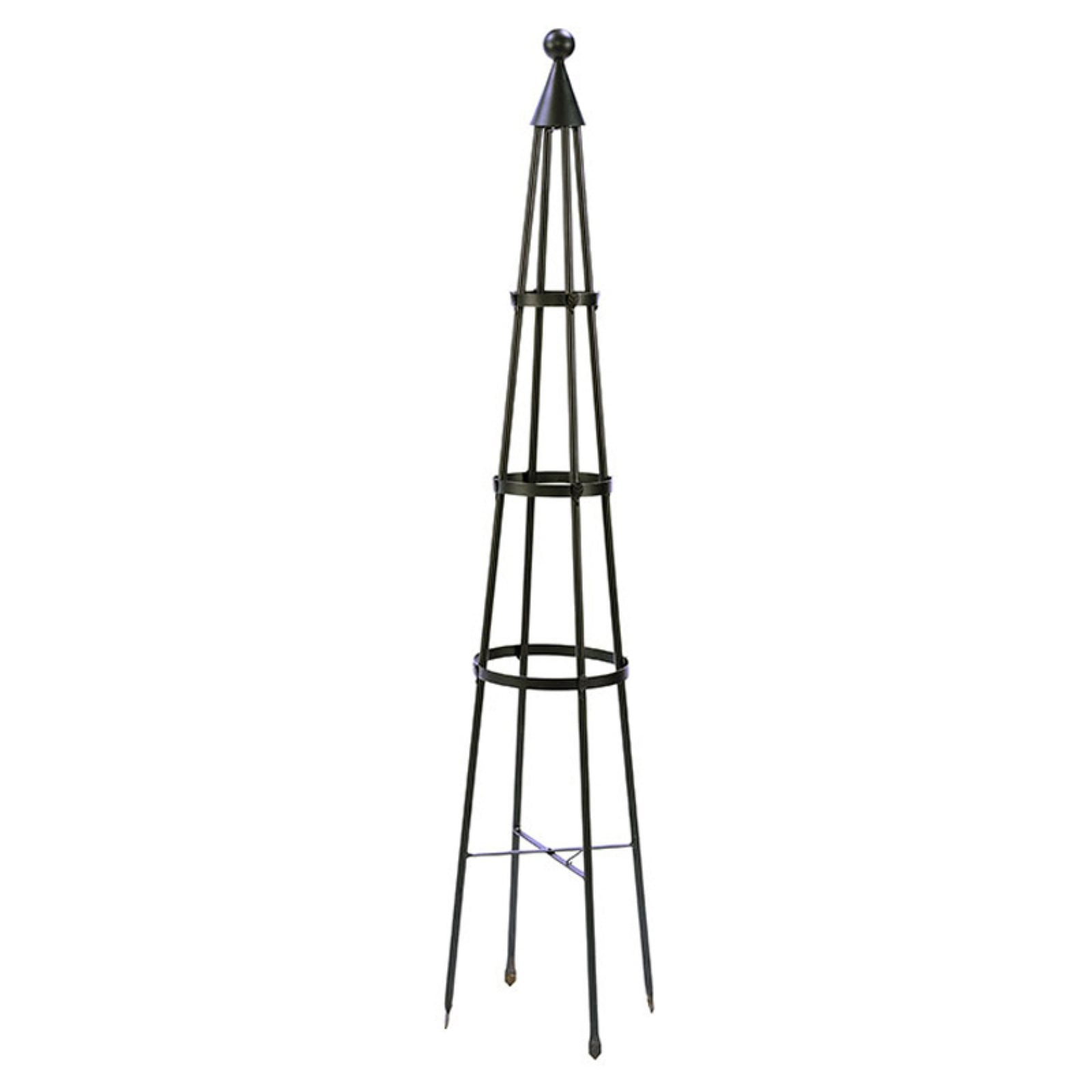 60-Inch Black Wrought Iron Garden Obelisk Trellis