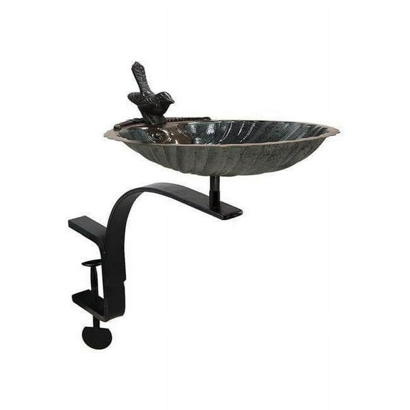 Achla  Scallop Shell Birdbath with Rail Mount Bracket