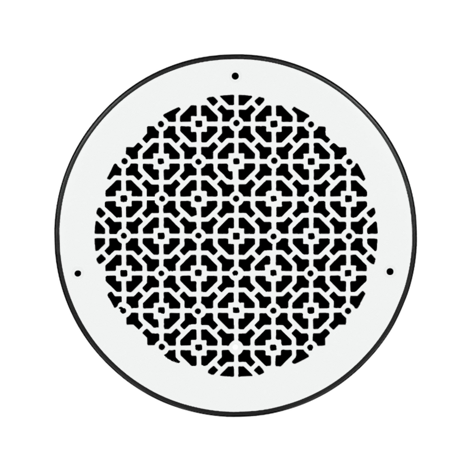Achtek 12" Duct Opening Solid Cast Aluminum Round Grille ( 14" Round Overall) | Powder Coated White- With Holes for Wall / Ceiling