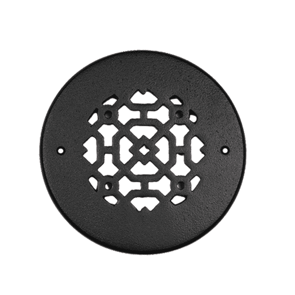 Achtek 4.5" Duct Opening Solid Cast Aluminum Round Grille ( 6" Round Overall) | Powder Coated Black- With Holes for Wall / Ceiling