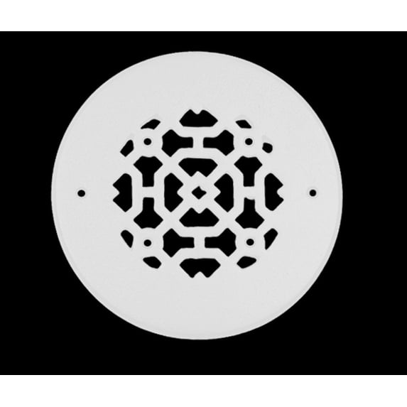 Achtek 4.5" Duct Opening Solid Cast Aluminum Round Grille ( 6" Round Overall) | Powder Coated White - With Holes For Wall / Ceiling