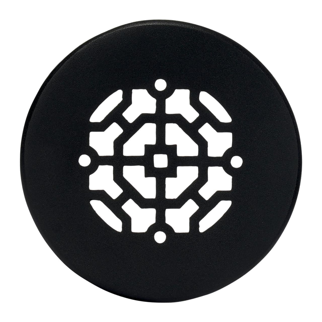 Achtek 4" Duct Opening Solid Cast Aluminum Round Grille ( 5-1/2" Round Overall) | Powder Coated Black - Without Holes for Floor