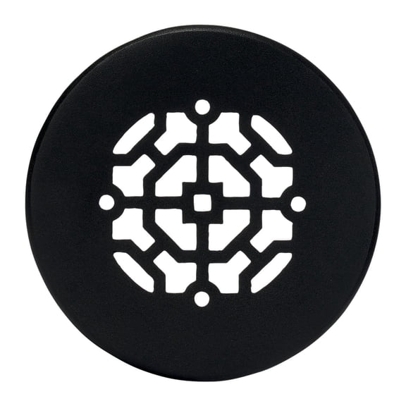 Achtek 4" Duct Opening Solid Cast Aluminum Round Grille ( 5-1/2" Round Overall) | Powder Coated Black - Without Holes for Floor