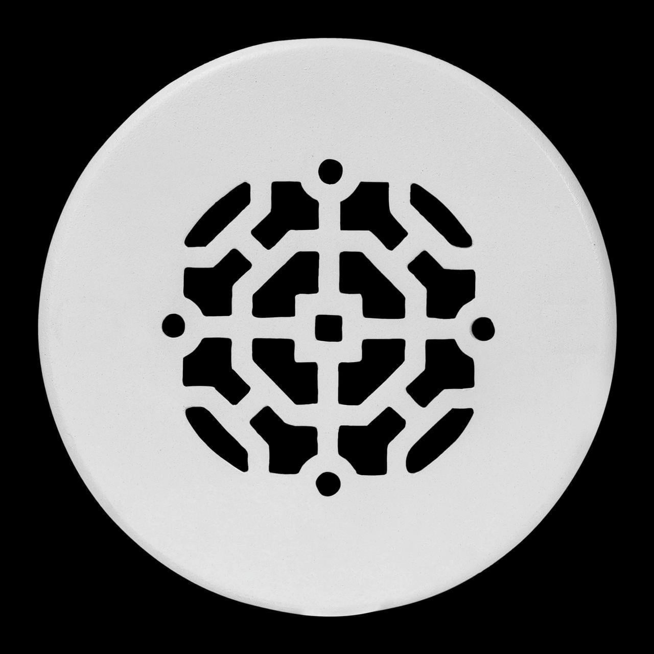 Achtek 4" Duct Opening Solid Cast Aluminum Round Grille ( 5-1/2" Round Overall) | Powder Coated White - Without Holes for Floor