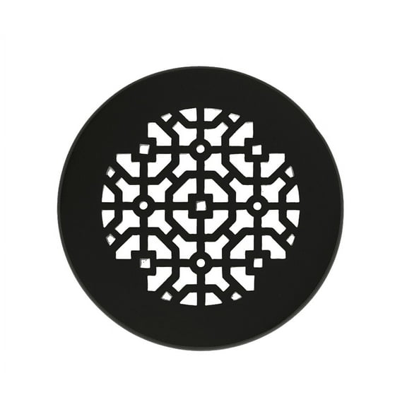 Achtek 6" Duct Opening Solid Cast Aluminum Round Grille ( 7-1/2" Round Overall) | Powder Coated Black - Without Holes for Floor
