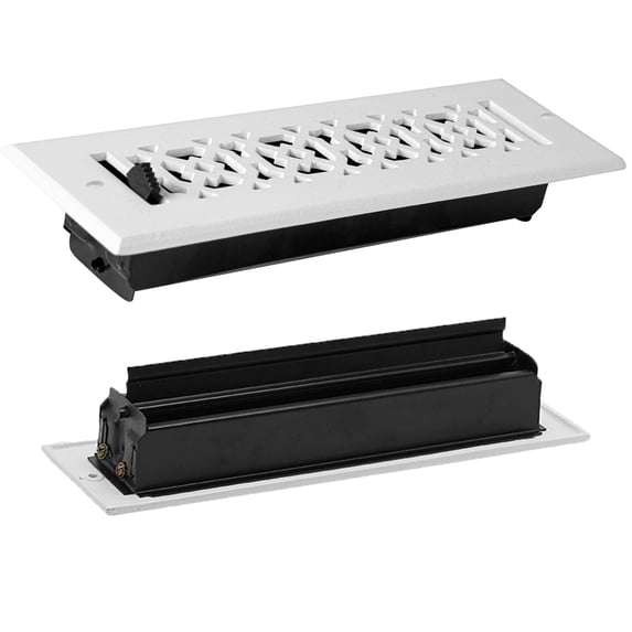 Achtek Air Supply Vent 2"x 10" Duct Opening (Overall 3-1/2"x 11-3/4") Solid Cast Aluminum Register Cover | Powder Coated