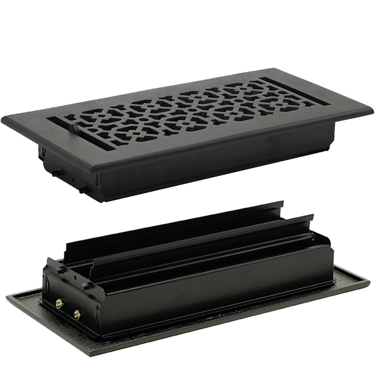 Achtek Air Supply Vent 4"x 10" Duct Opening (Overall 5-1/2"x 11-3/4") Solid Cast Aluminum Register Cover | Powder Coated