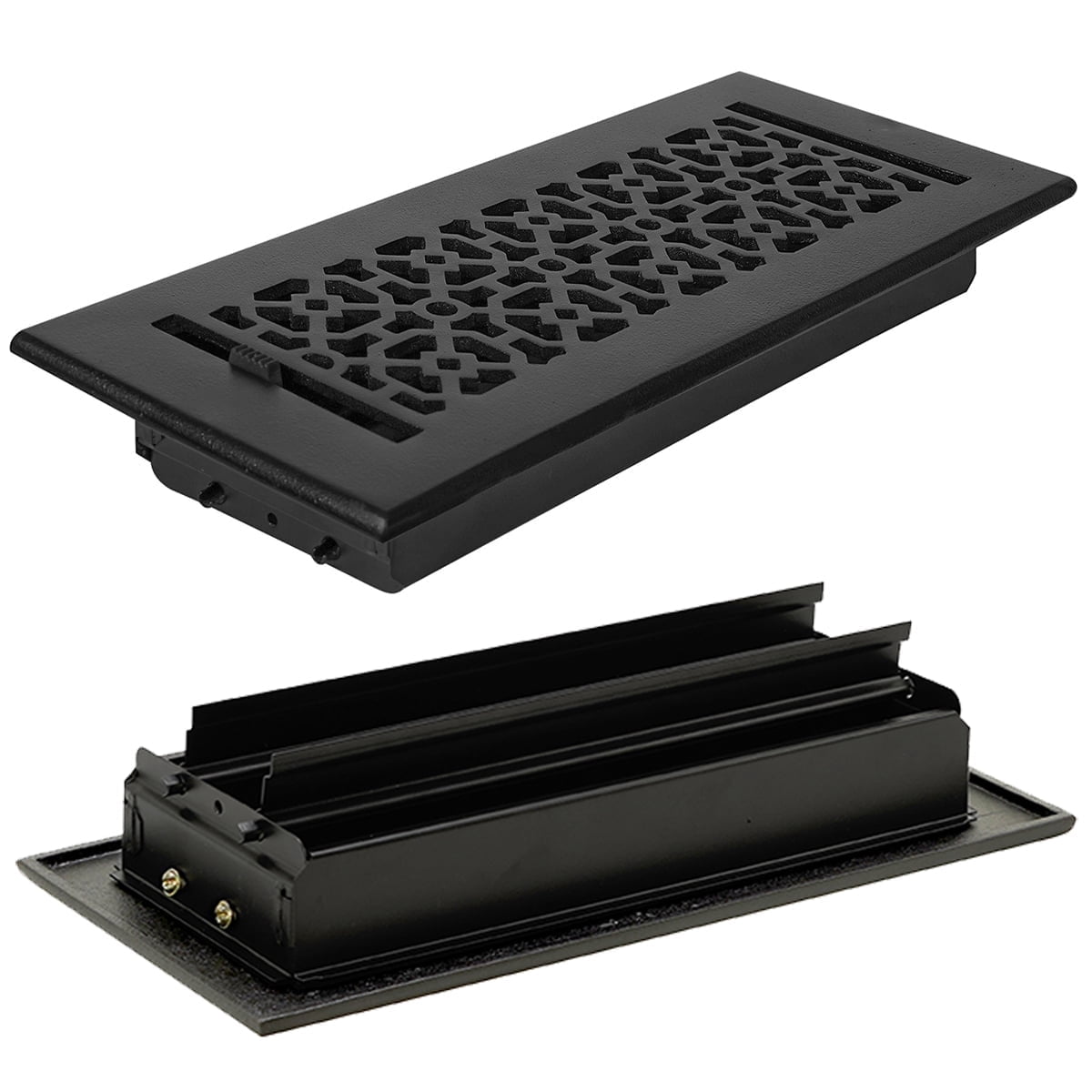 Achtek Air Supply Vent 4"x 12" Duct Opening (Overall 5-1/2"x 13-3/4") Solid Cast Aluminum Register Cover | Powder Coated